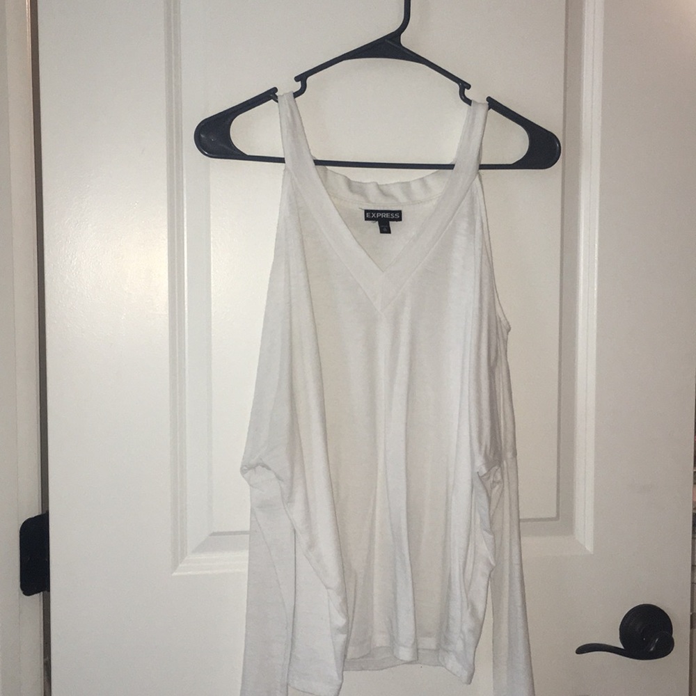 EXPRESS WHITE FLOWY PEEK A BOO SHOULDER TOP